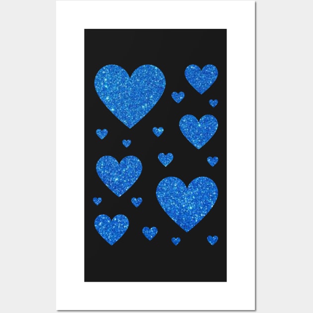 Royal Blue Faux Glitter Hearts Wall Art by Felicity-K